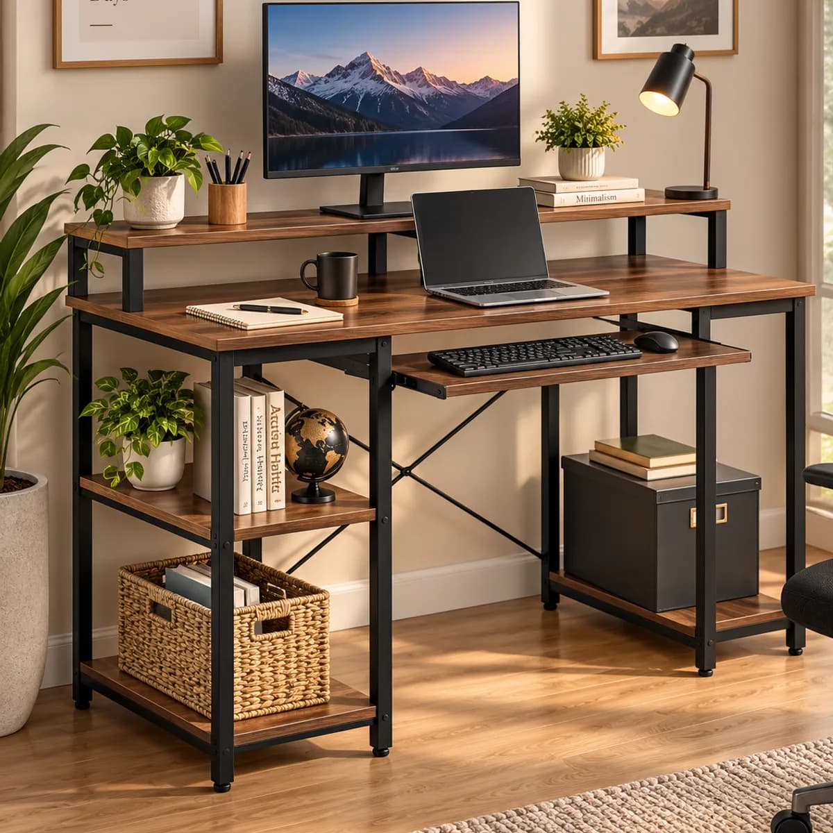 Computer Desk with Monitor Shelf, photo 1 of 2