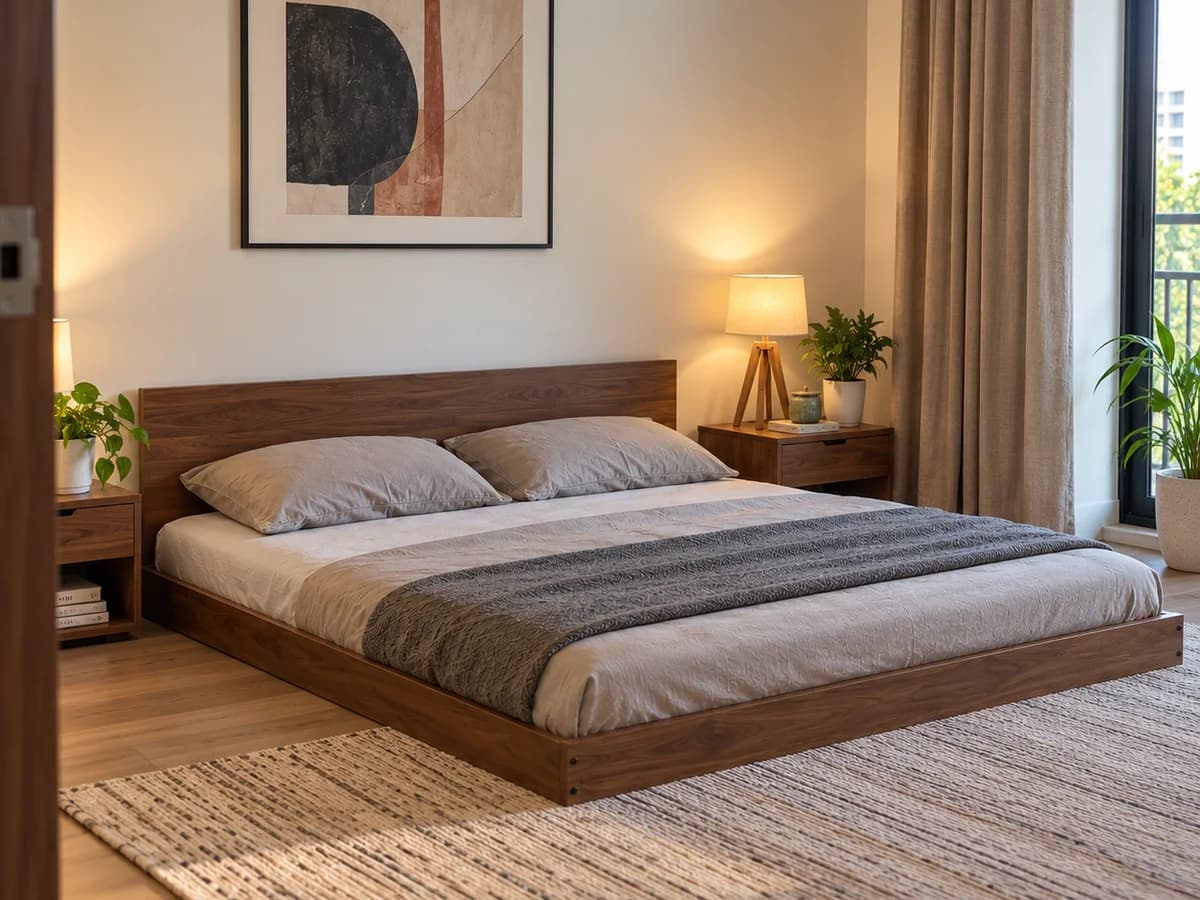 Low Height King Platform Bed without Mattress