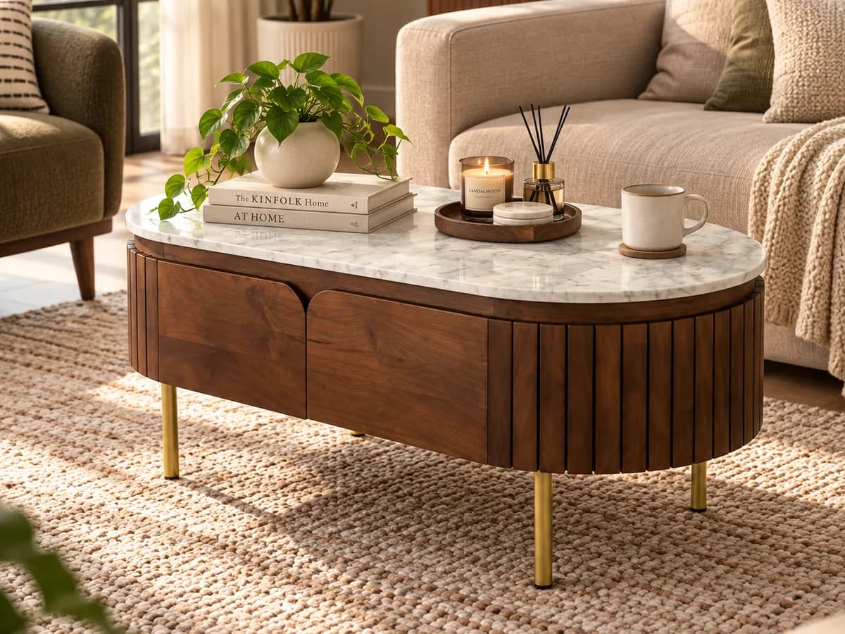 Oval Centre Table with Ceramic Top, photo 1 of 2