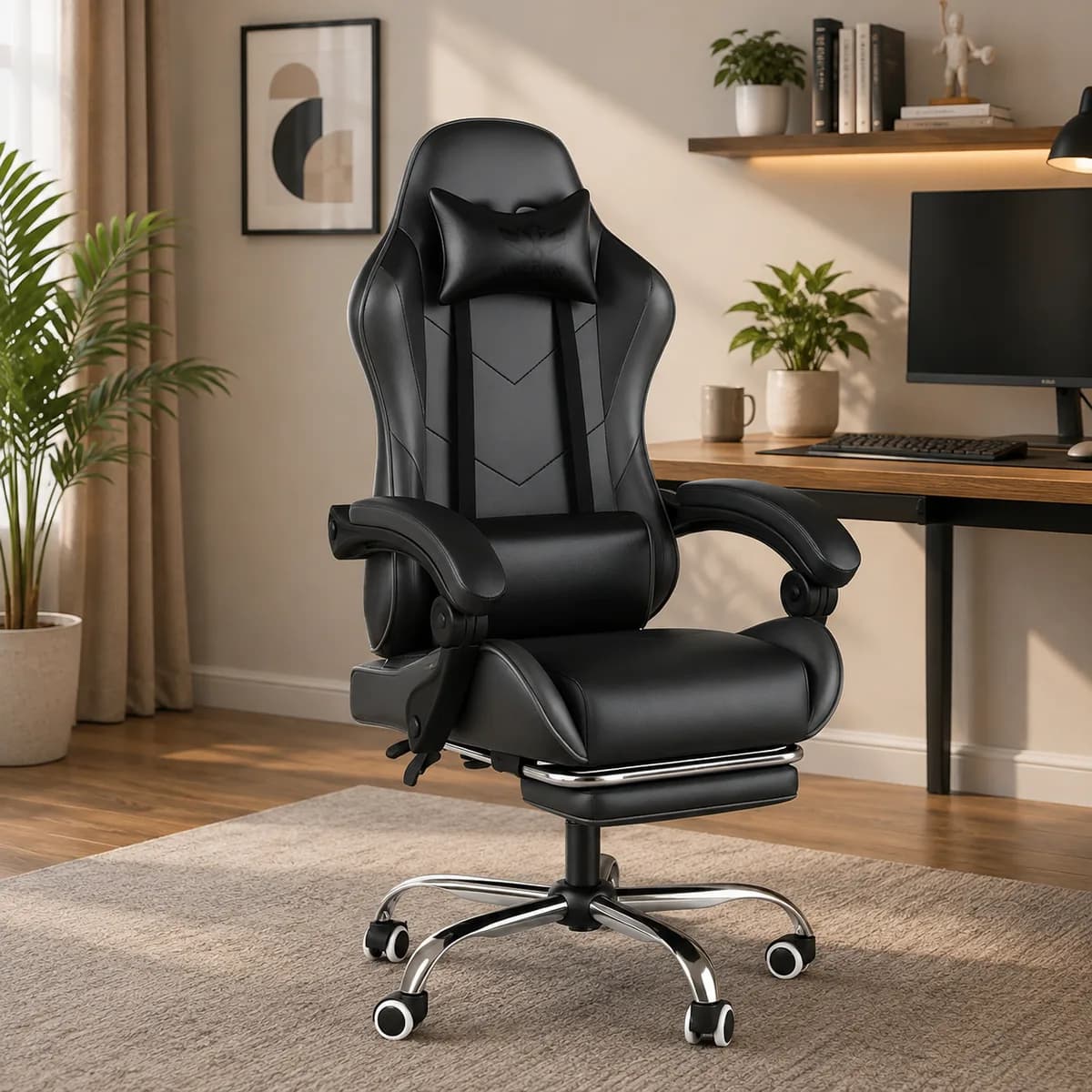 Reclining Gaming Chair with Footrest, photo 1 of 3