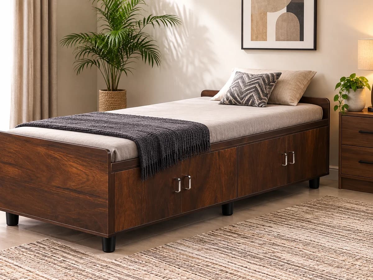Single Bed with Upper & Side Storage without Mattress, photo 1 of 2