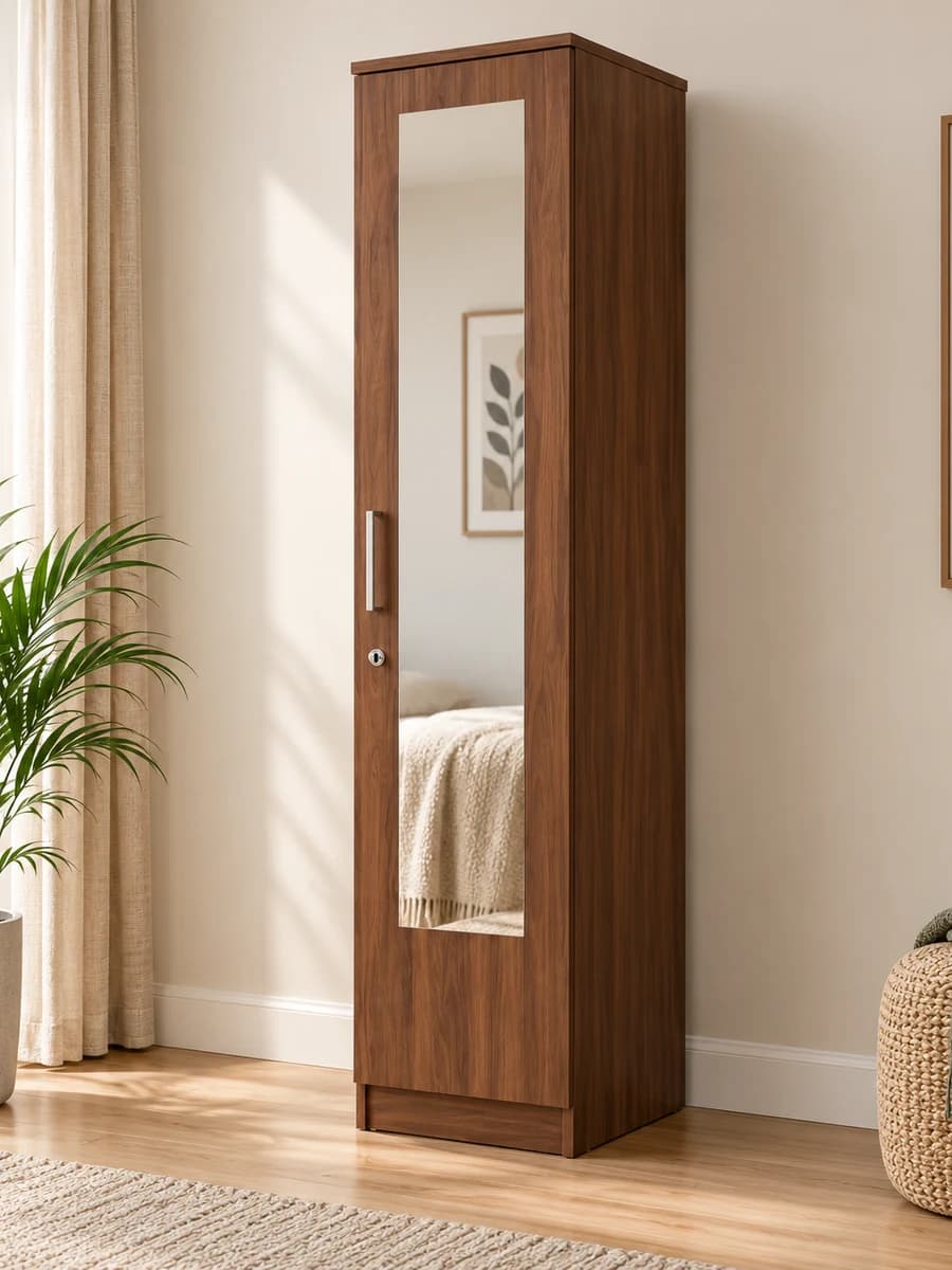Single Door Wardrobe with 5 Shelves