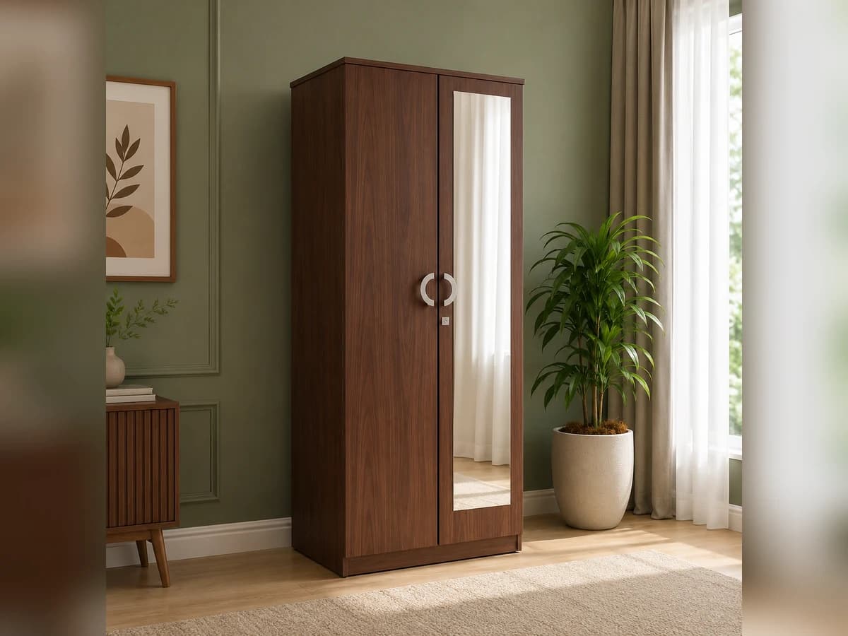2 Door Wardrobe with Mirror & 3 Shelves, photo 1 of 2