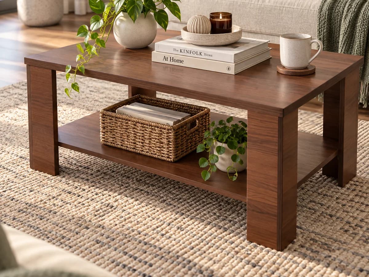 Walnut Centre Table with Shelf