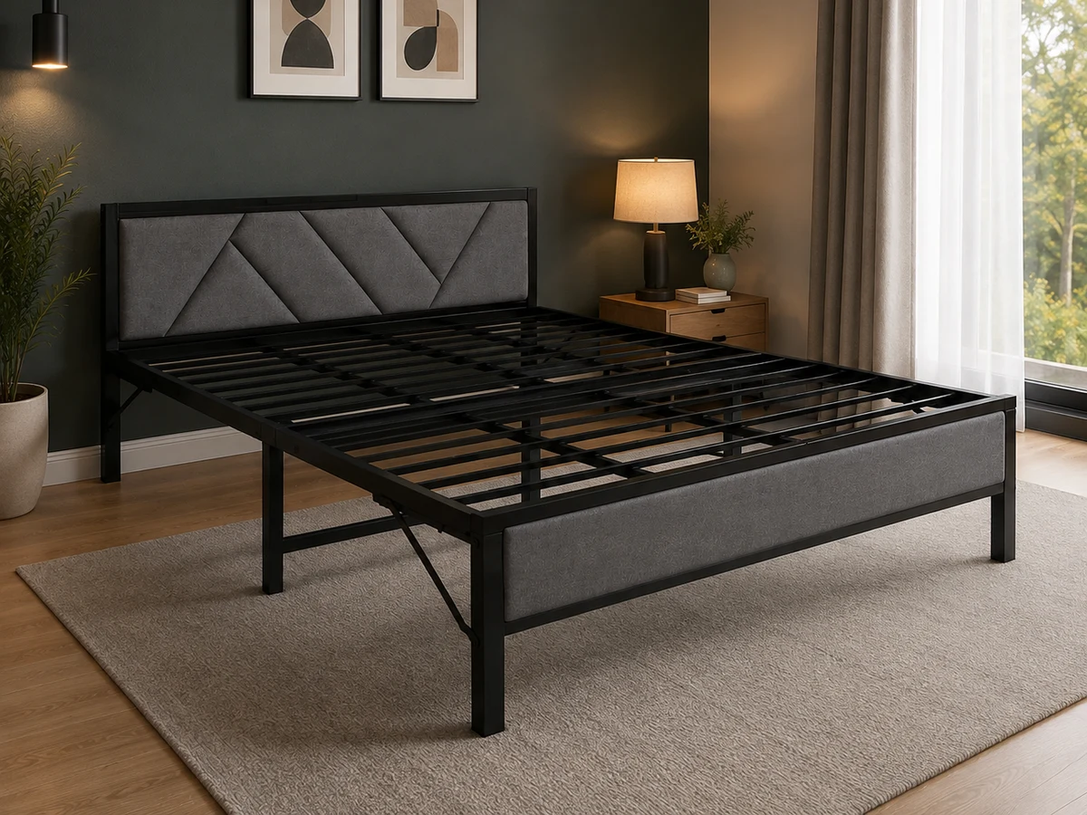 Folding Queen Bed with Upholstered Headboard, photo 1 of 2