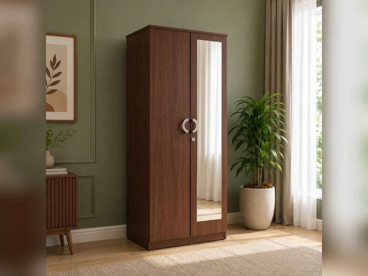 2 Door Wardrobe with Mirror & 3 Shelves, photo 1 of 2