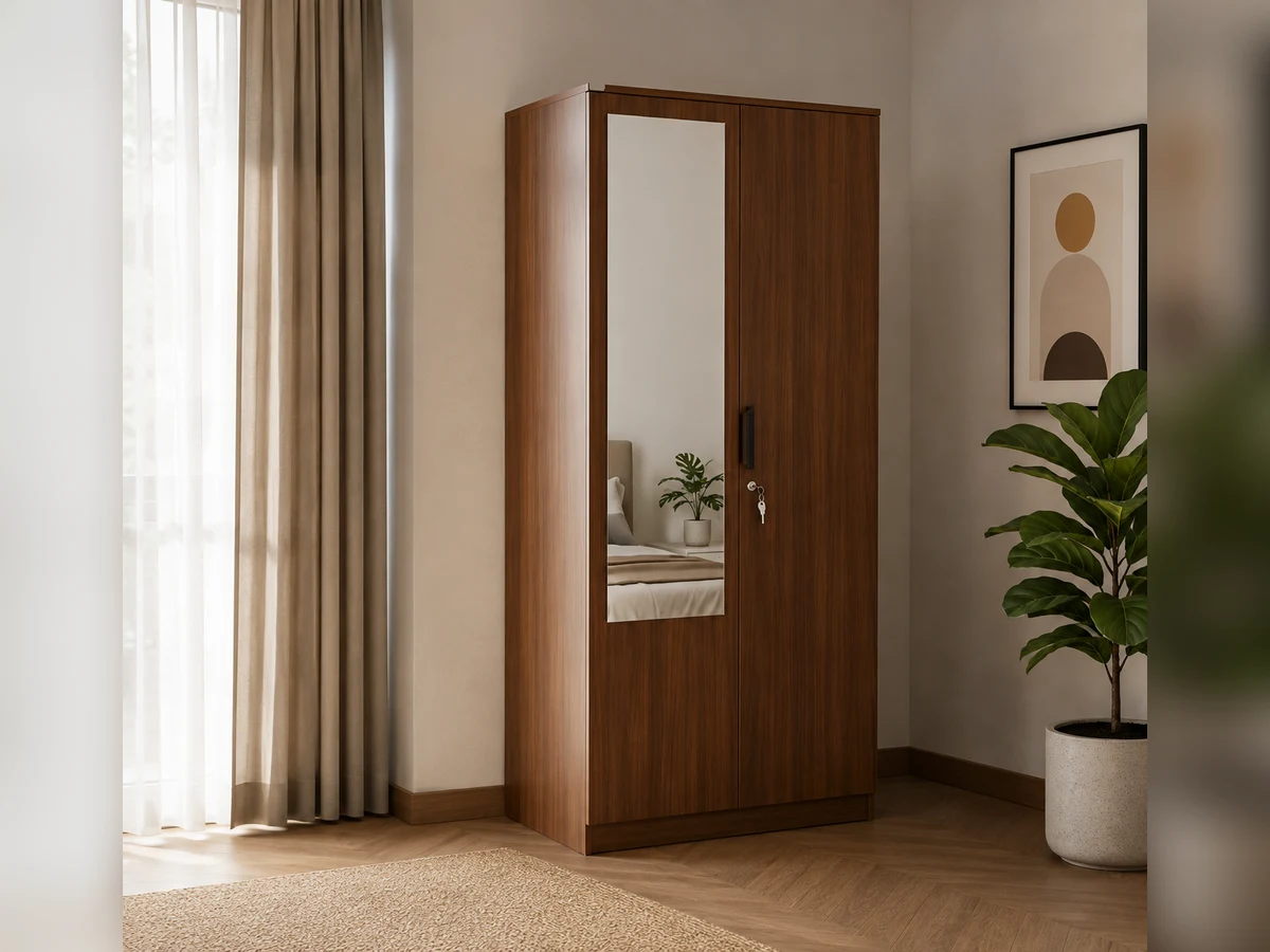 2 Door Wardrobe with Mirror & Lockable Drawer, photo 1 of 2
